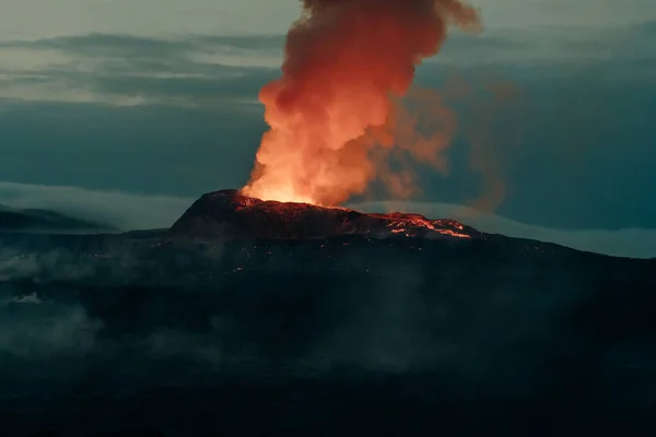 Fagradalsfjall Iceland 2021年6月 冰岛雷克雅未克附近的火山喷发 高质量的照片 — 图库照片