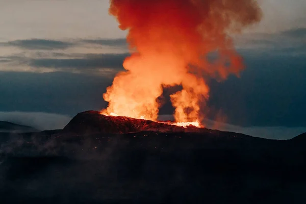 Fagradalsfjall Ijsland Juni 2021 Vulkaanuitbarsting Bij Reykjavik Ijsland Hoge Kwaliteit — Stockfoto