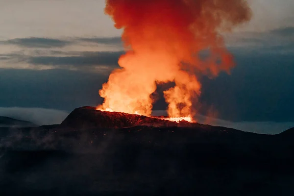 Fagradalsfjall Islandia Junio 2021 Erupción Del Volcán Cerca Reikiavik Islandia —  Fotos de Stock