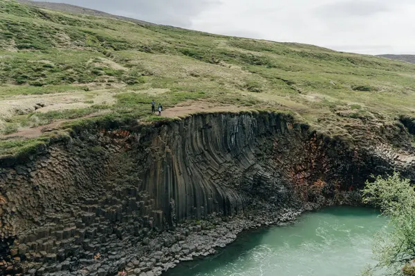 Der Grüne Fluss Durch Den Studlagil Canyon Island Hochwertiges Foto — Stockfoto