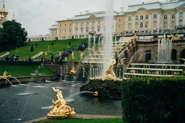 Петергоф, где находится Большой Петергофский дворец. Санкт-Петербург, Россия - 2021 — стоковое фото
