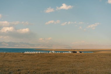 Yurts on Son kol lake Kyrgyzstan . High quality photo
