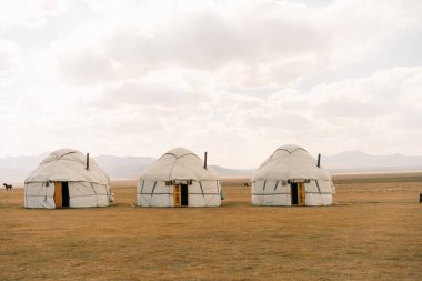 Yurts on Son kol lake Kyrgyzstan . High quality photo