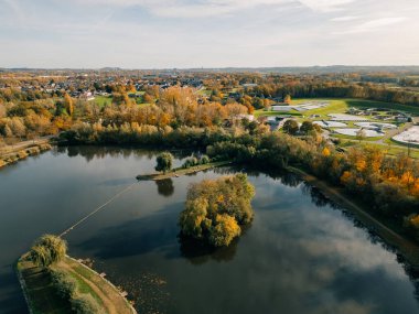 Hollanda 'nın güneyindeki Hoensbroek Kalesi' nin havadan görüntüsü, Limburg, Hollanda. Yüksek kalite fotoğraf