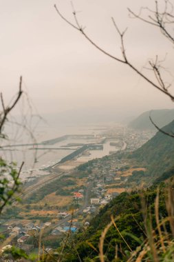 Japonya 'daki Muroto Skyline yolunun hava görüntüsü. Yüksek kalite fotoğraf