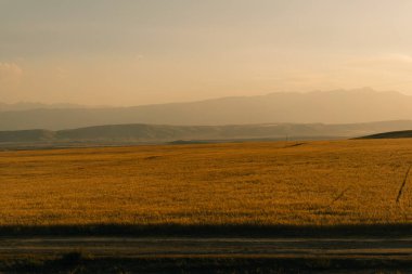 Kırgızistan 'da gün batımında Suusamyr Vadisi. Yüksek kalite fotoğraf