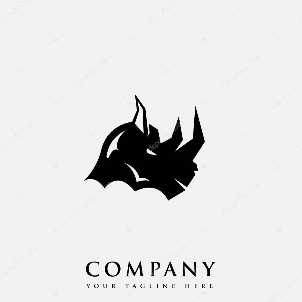 Logo design template, with a black rhino icon