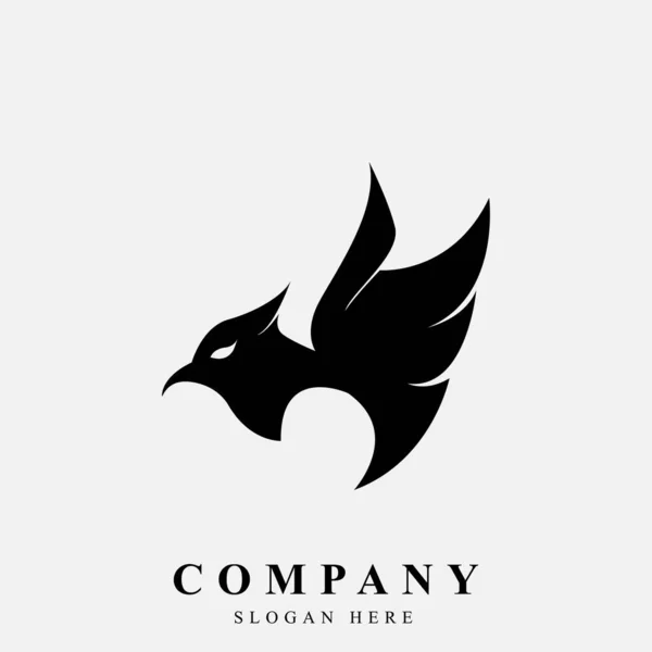 Plantilla Diseño Logotipo Con Icono Geométrico Pájaro Rápido Negro — Vector de stock