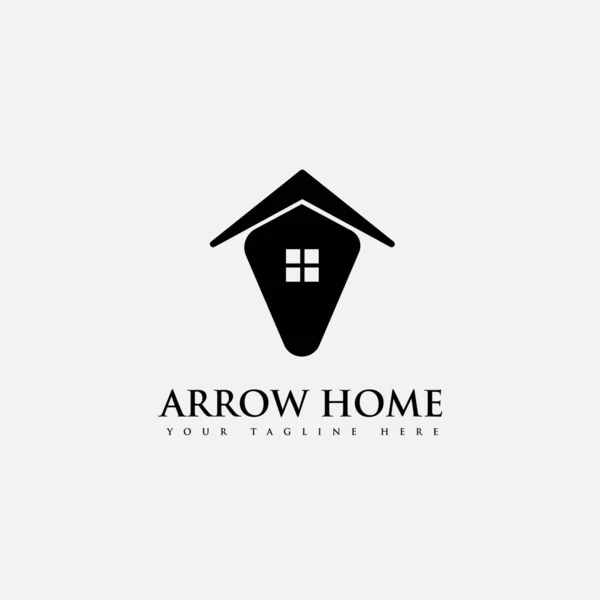 Logo Design Vorlage Mit Einem Schwarzen Pfeil Home Logo Symbol — Stockvektor