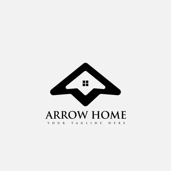 Logo Design Vorlage Mit Einem Schwarzen Pfeil Home Logo Symbol — Stockvektor