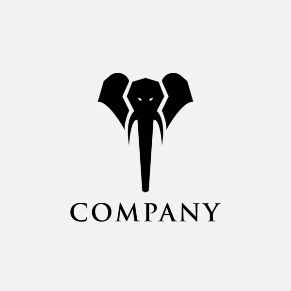 Logo Tasarım Şablonu Siyah Fil Başlıklı Simge — Stok Vektör