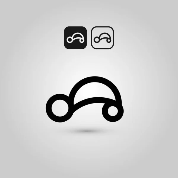 Logo Design Template Line Art Cute Car Icon Black — Stock Vector