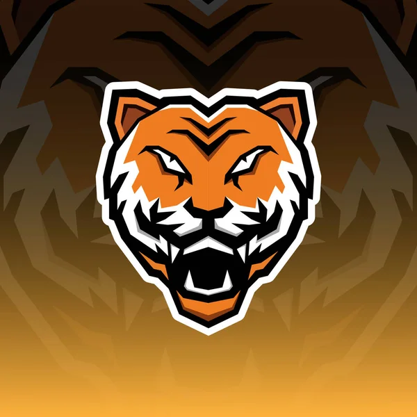 Esport Logo Design Template Tiger Head Design Shape — Stock Vector