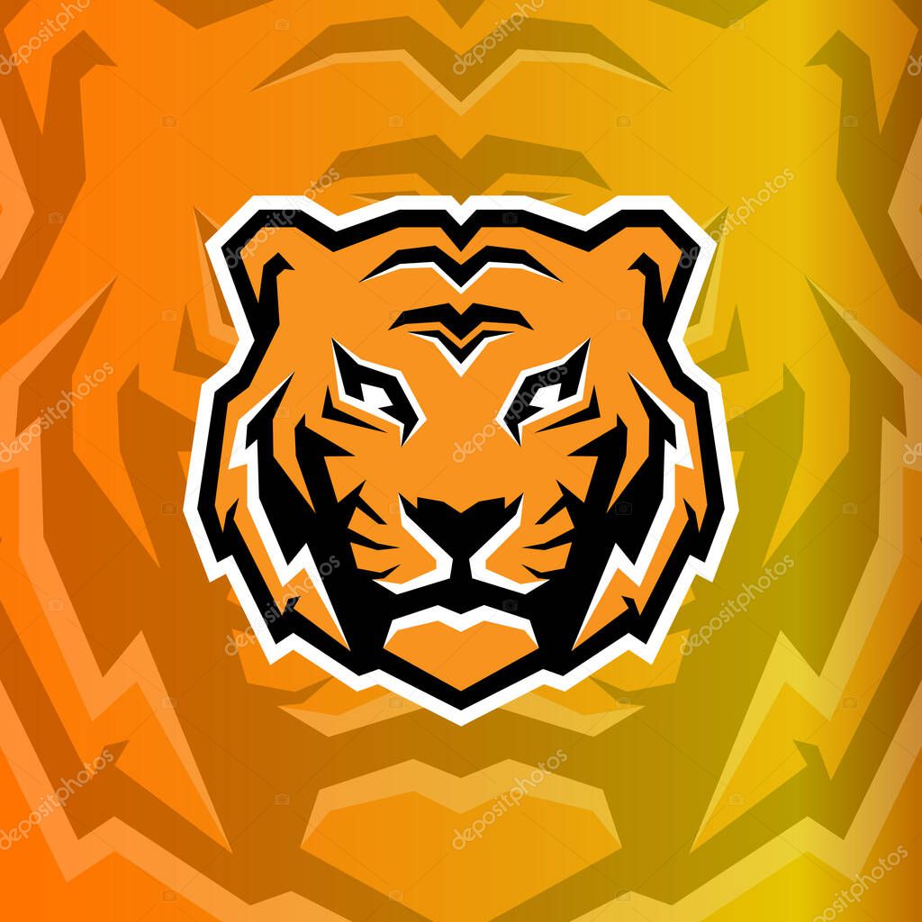 Esport logo design template, with angry tiger head shape