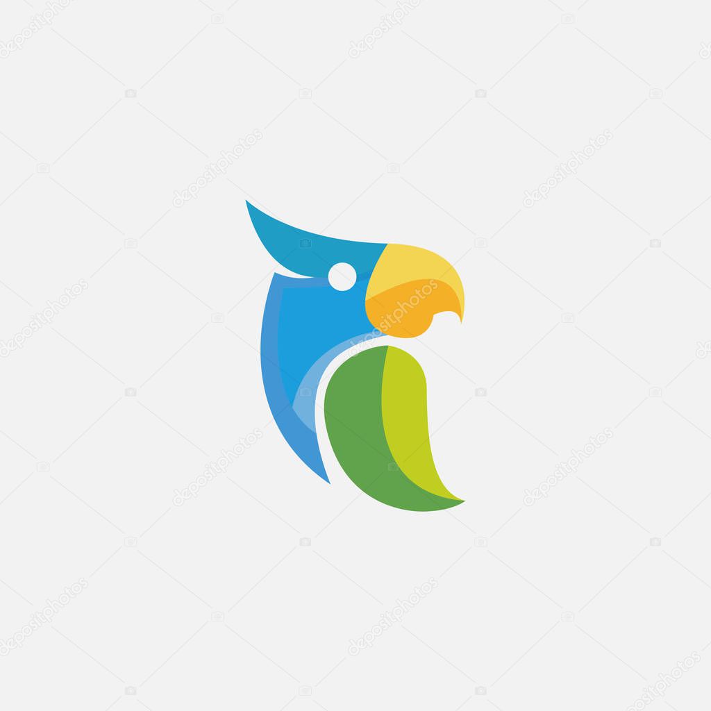 Logo design template, with a simple parrot icon