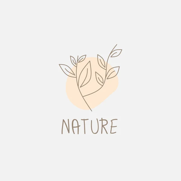 Logo Ontwerp Sjabloon Met Botanische Hand Getekend Pictogram Rechtenvrije Stockillustraties