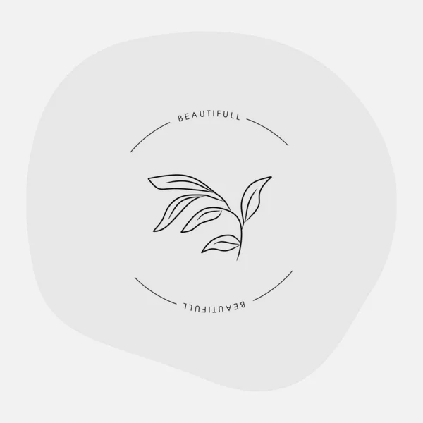 Templat Desain Logo Dengan Gambar Tangan Sederhana Ikon Tanaman - Stok Vektor