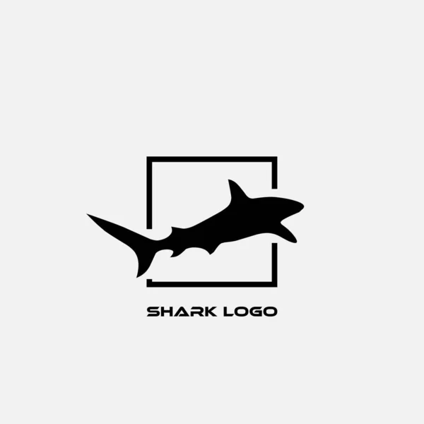 Szablon Projektu Logo Czarną Ikoną Rekina — Wektor stockowy