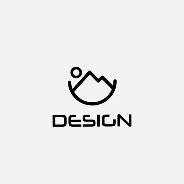 Modello Design Logo Con Icona Montagna Mare Cerchio — Vettoriale Stock