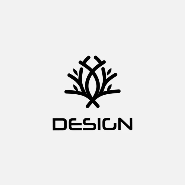 Modelo Design Logotipo Com Ícone Planta Arte Linha Abstrata — Vetor de Stock