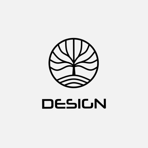 Modelo Design Logotipo Com Ícone Emblema Natureza Arte Linha — Vetor de Stock