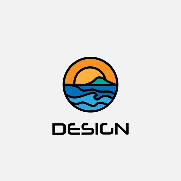 Szablon Projektu Logo Ikoną Górską Morską Kręgu — Wektor stockowy