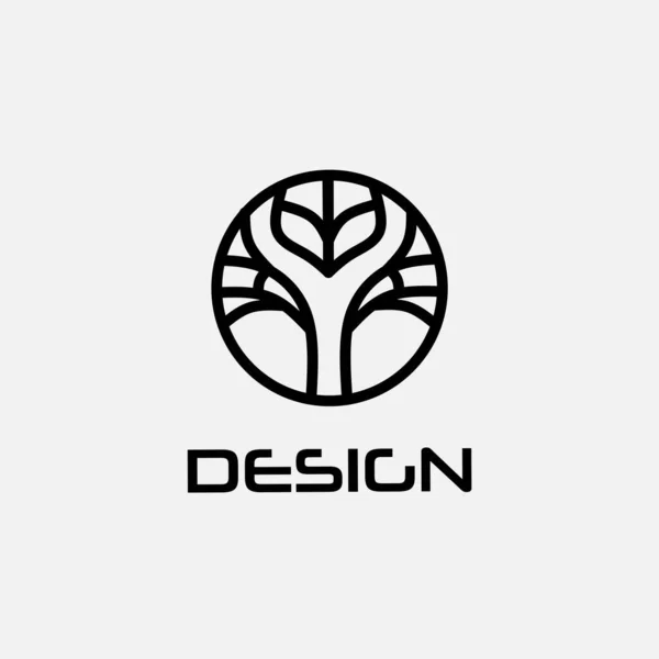 Logo Ontwerp Sjabloon Met Een Lijn Kunst Natuur Embleem Pictogram Vectorbeelden