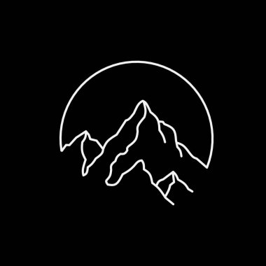 macera logosu tasarım şablonu, basit çizgi sanat dağ simgeleriyle
