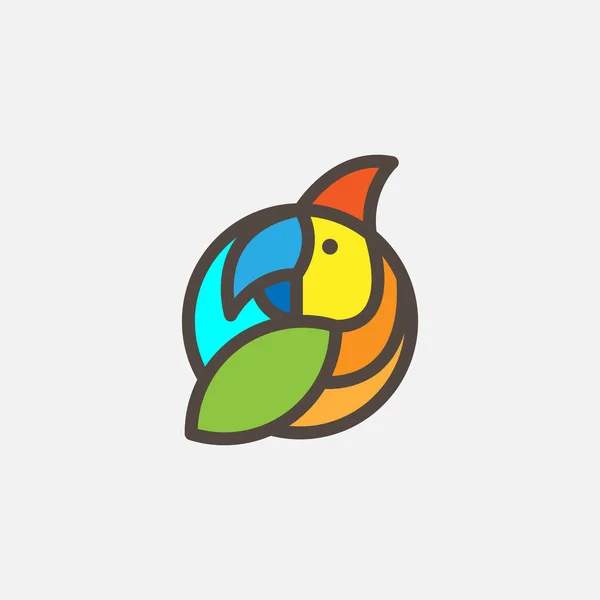 Bunte Kreisförmige Papagei Vogel Logo Design Vorlage — Stockvektor