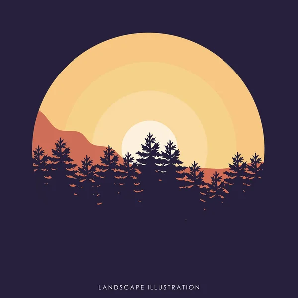 Landschaft Illustration Design Vorlage Den Bergen Geeignet Für Abenteuer Designs — Stockvektor