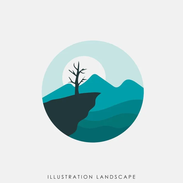 Natural Landscape Logo Illustration Design Template Suitable Adventure Themes — Stock Vector