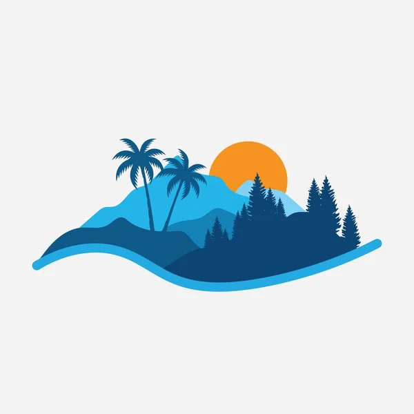 Simple Natural Scenery Illustration Design Template — 图库矢量图片