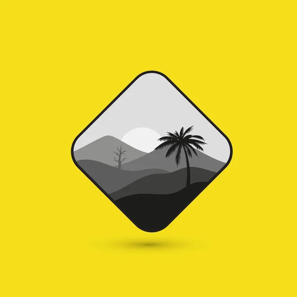 Paisaje Natural Montañas Árboles Logotipo Ilustración Diseño Plantilla — Vector de stock