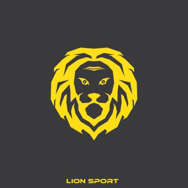 Spor logosu tasarım şablonu, havalı aslan başı simgesi, spor logosu simgesi için uygun