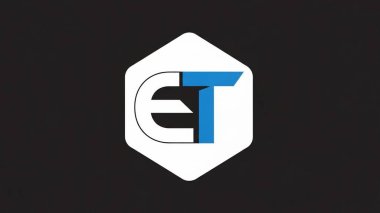 Geometrik şekilli ve koyu renkli modern ET logosu
