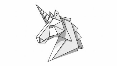 Ayrıntılı origami boynuzlu at kafası