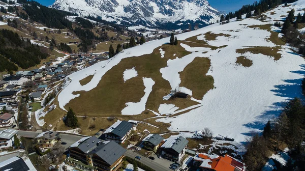 滑雪场 Dienten Hochkoenig 奥地利阿尔卑斯山的冬天 — 图库照片
