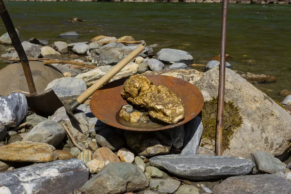 Nehirden altın Nugget incelemesi — Stok fotoğraf