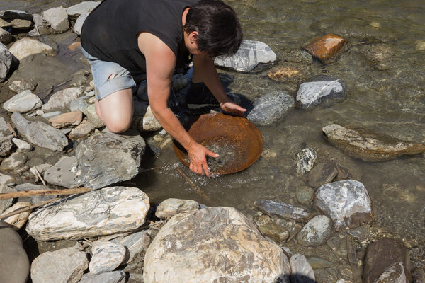 Gold Nugget mining from the River