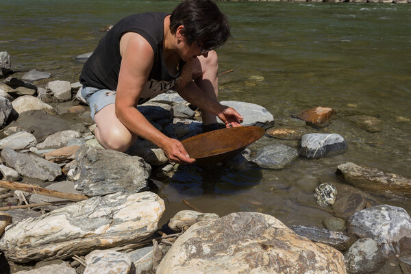 Gold Nugget mining from the River