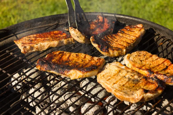 Grillat kött, grill grilla biffar — Stockfoto