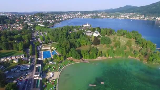 Гмммдаль, Траунзее, озеро Австрия — стоковое видео