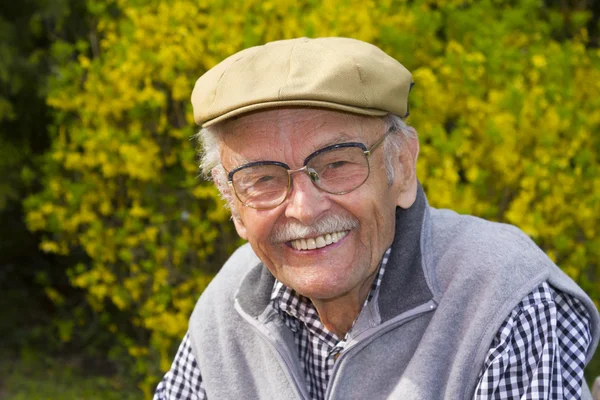 Profile on a Smiling Old Man With a Grey Beard