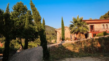 Balearic islands Mediterranean architecture of Mallorca, Finca clipart