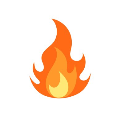 Yanan bir alev. Vektör çizimi. Ateş