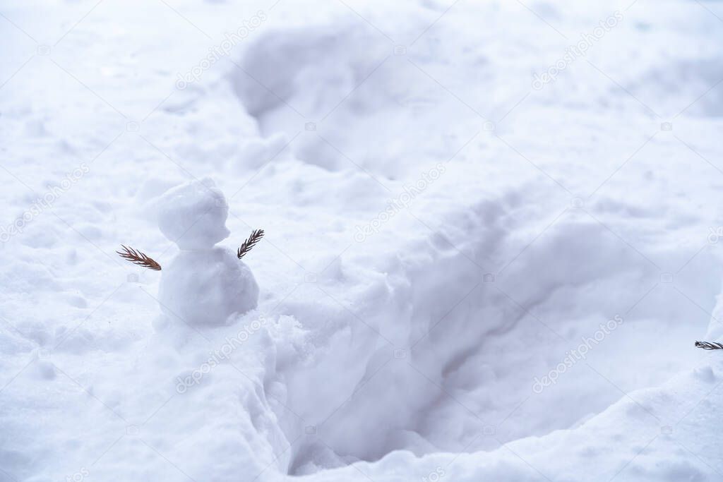 A snowman that children often make in the snowy winter.