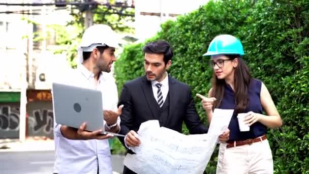 Business People Working Discussion Team Concept Trabajador Industria Ingeniero Que — Vídeo de stock