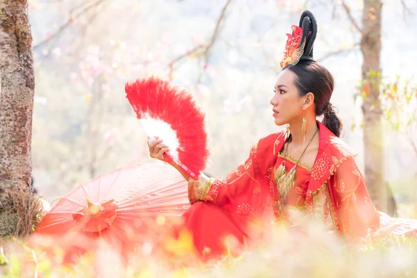 Kínai Lány Visel Ősi Kínai Ruha Vagy Cheongsams Ruha Hagyományos — Stock Fotó