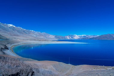 Mountains and Pangong tso (Lake). Leh, Ladakh, Jammu and Kashmir, India.