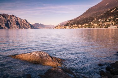 Lake Garda (İtalya) Panoraması Malcesine şehir yakınındaki.